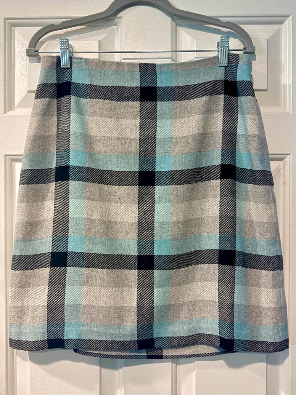 Talbots Plaid Mini Skirt in Light Blue and Gray
